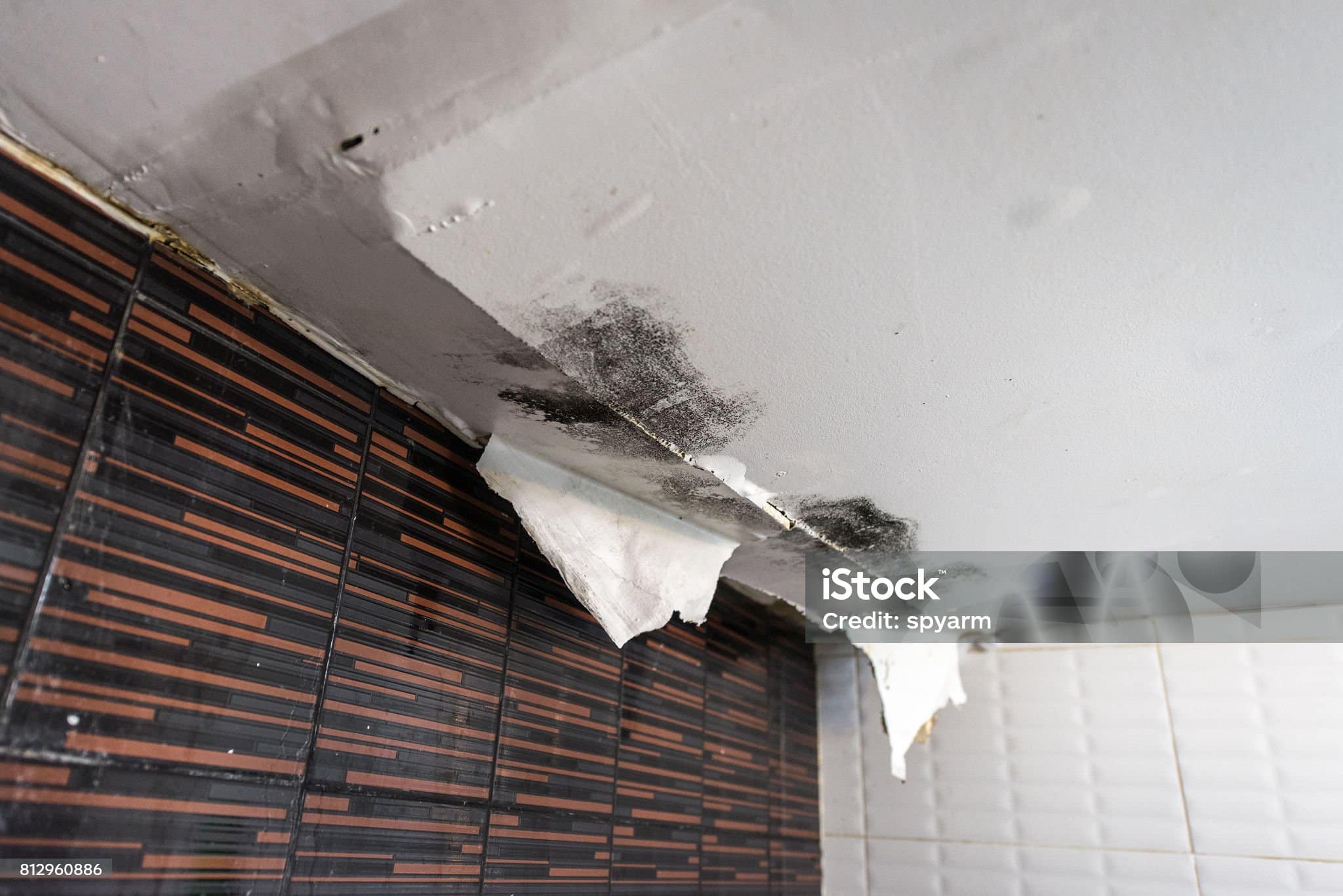 Damaged ceiling from rain water leak