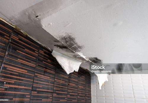 Damaged ceiling from rain water leak